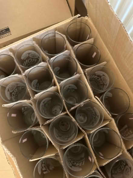 Photo of free Open box 24 Peroni half pint glasse (Near Kew Gardens, Richmond) #1