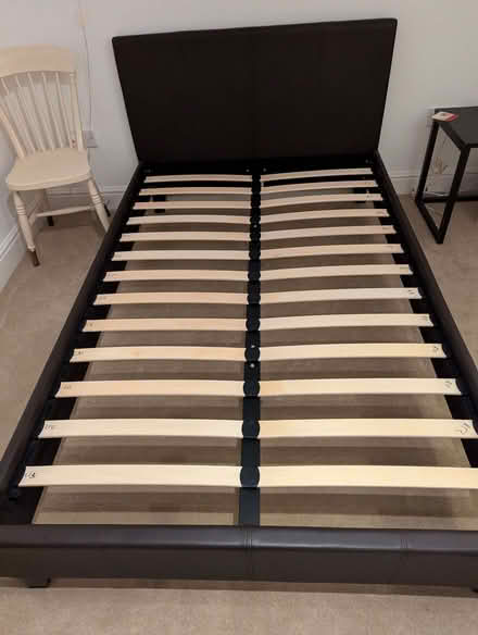 Photo of free Small Double Bedframe and Clean Mattress (Winterbourne Bassett SN4) #1