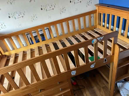 Photo of free Pine midi sleeper bed + storage (SL6 pinkneys green) #2