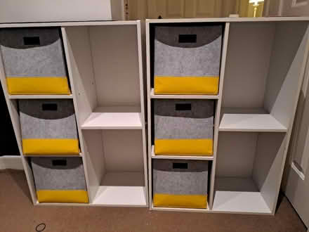 Photo of free 2 shelving units with storage boxes (Sandyford) #1
