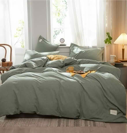 Photo of free Sage green 100% cotton Queen Duvet (Crown Heights) #1