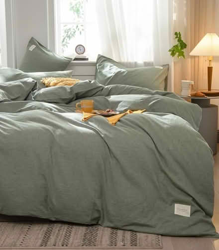 Photo of free Sage green 100% cotton Queen Duvet (Crown Heights) #2