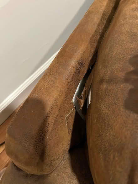 Photo of free Brown Faux Suede Couch (Harrison, Ny 10528) #2