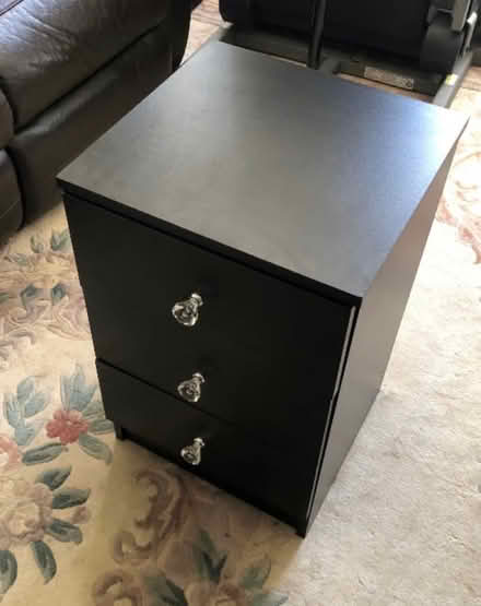 Photo of free Black three drawer bedside chest (Hedon HU12) #2