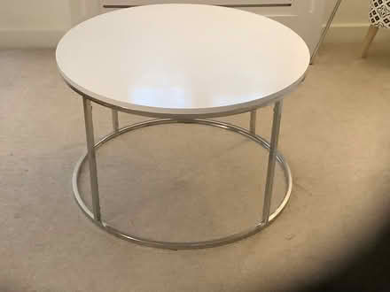 Photo of free White and chrome Round Coffee Table (Great Blakenham Ipswich) #1