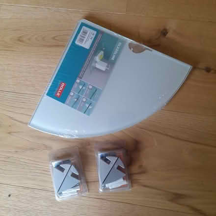 Photo of free Glass corner shelf with brackets (Norfolk Park S2) #1