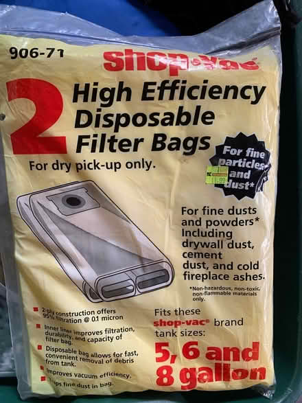 Photo of free Filter bags for shop vac (Decatur area) #1