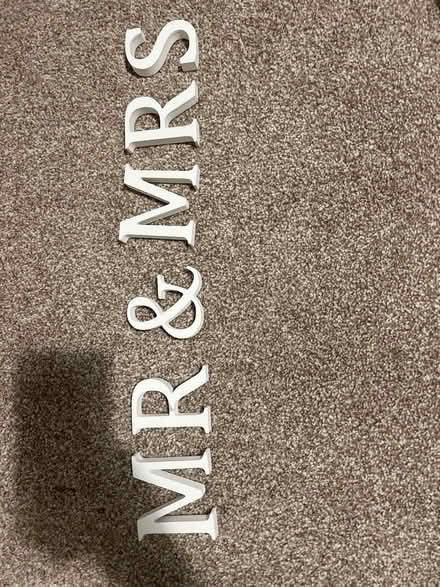 Photo of free White wooden mr & mrs letters (Loscoe DE75) #1