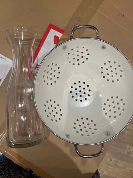 Photo of free Colander and glass bottle (Marks Gate IG7) #1