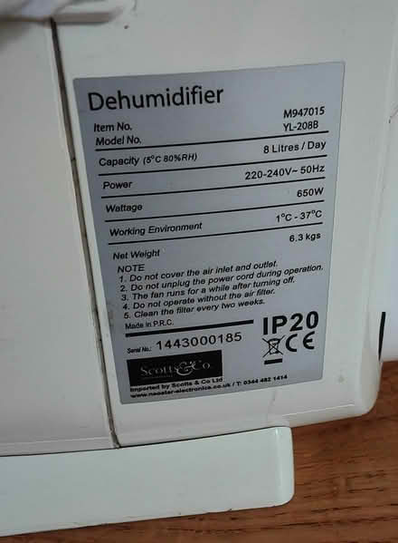 Photo of free Neostar Desiccant Dehumidifier (White City, W12) #1