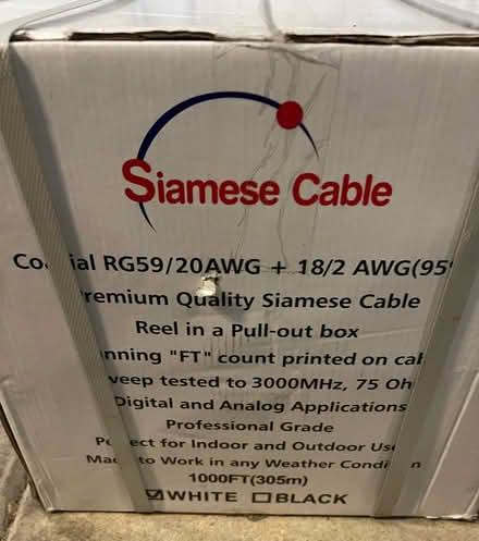 Photo of free Siamese Cable Coaxial RG59/20AWG (Pleasanton Stoneridge) #1