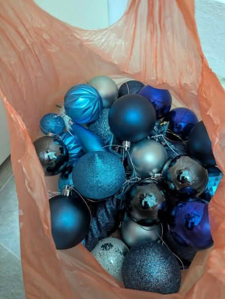 Photo of free Assorted blue hues christmas baubles (Bretch Hill OX16) #1