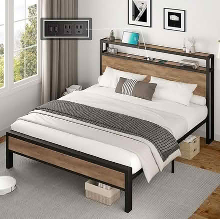 Photo of free Queen size bed frame w/ outlet (Mountainview) #1