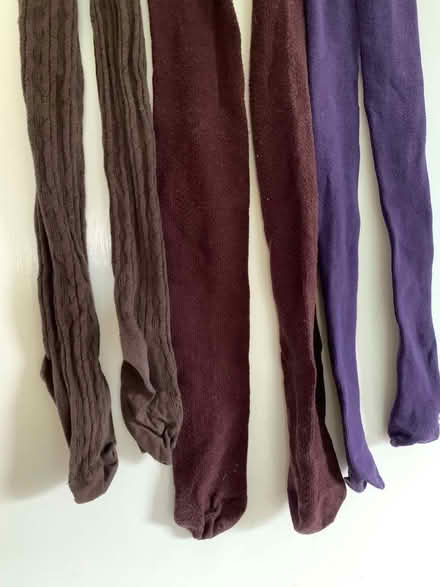 Photo of free Thick tights, brown / purple, size L? 14-16 (Barnard's Green WR14) #1