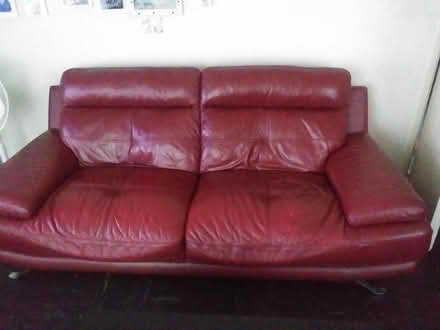Photo of free Red leather 2 seater sofa x 2 (Salford M6) #1