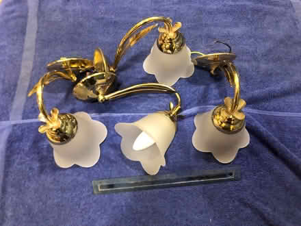 Photo of free 4 brass wall lights, glass shades (Central Lancaster LA1) #2