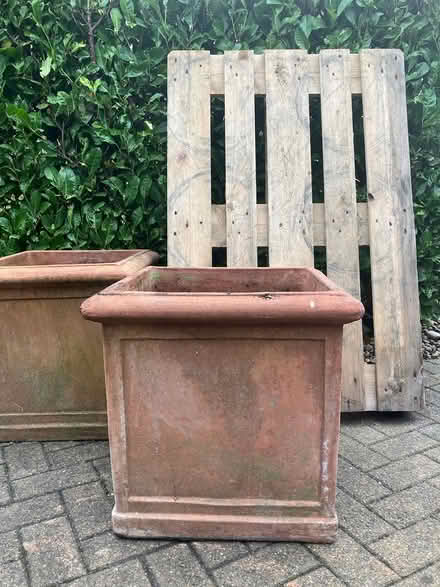Photo of free 2 Square Terracotta Garden Pots (Letchworth) #1