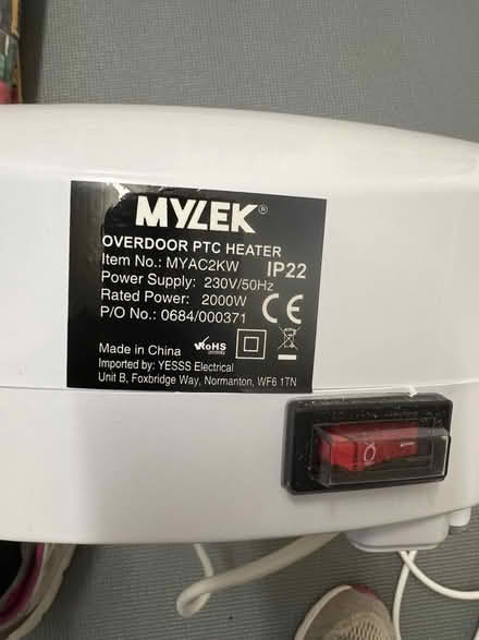 Photo of free Mylek electric heater MYAC2KW (Knotty Green HP9) #2