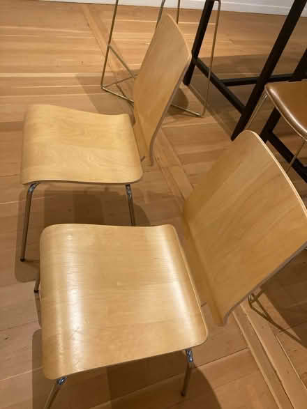 Photo of free Two wood/metal contemporary chairs (Presidio) #4