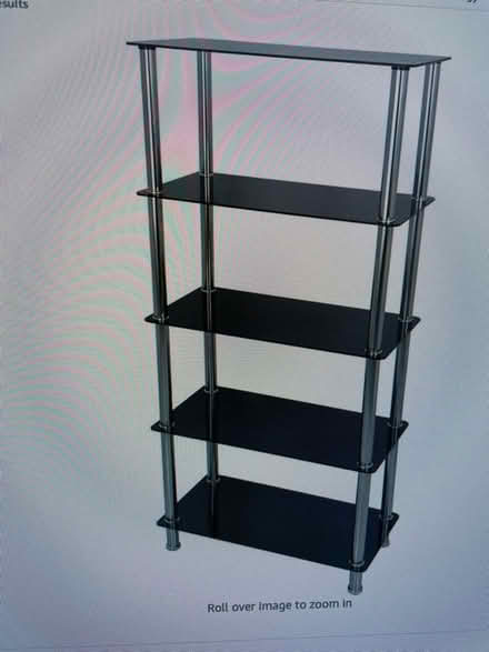 Photo of free Black glass shelving unit (Streatham Hill SW16) #1