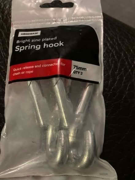 Photo of free Pack of 2 zinc plated spring hooks 75mm (Lewes BN7) #1