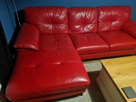 Photo of free Red leather corner sofa (Glasgow) #3