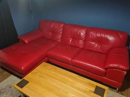 Photo of free Red leather corner sofa (Glasgow) #1