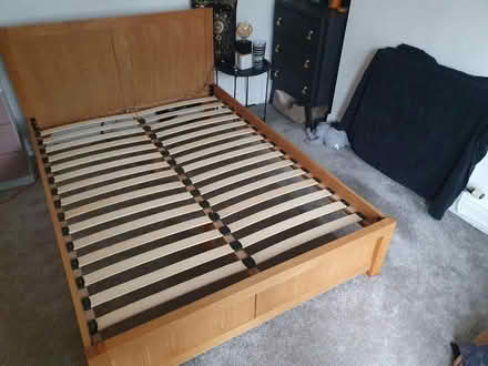 Photo of free Light Wood laminate bed frame (Old Swan, L13) #1