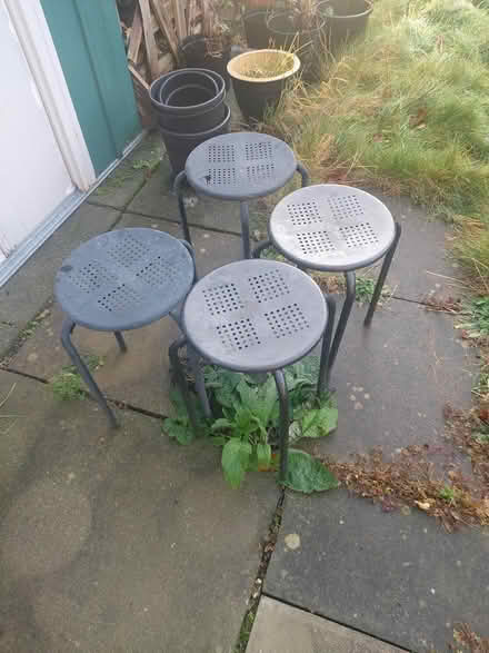 Photo of free 4 small metal garden stools (L25 Woolton) #1