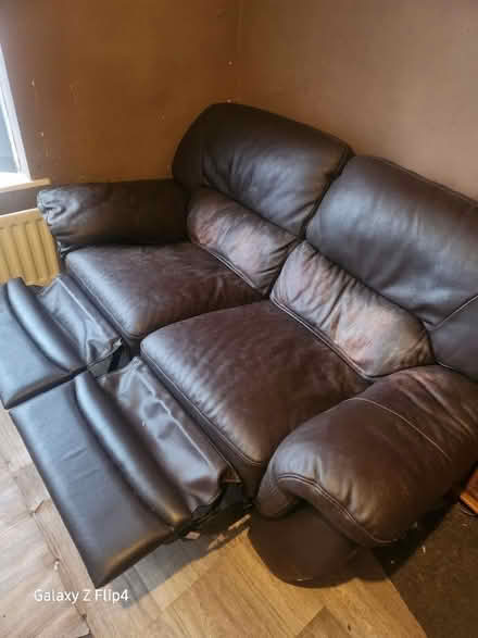 Photo of free Leather recliner sofa (Darwen) #3