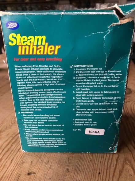 Photo of free Boots Steam Inhaler, boxed, hardly used (Hastings TN35) #3
