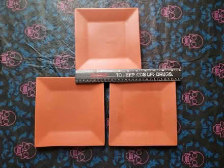 Photo of free Three 8x8" Square Plates, 1 Chipped (West 7th) #4