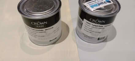 Photo of free 2 x 250ml tins of emulsion paint, cream and grey/green. (Bowerham LA1) #1