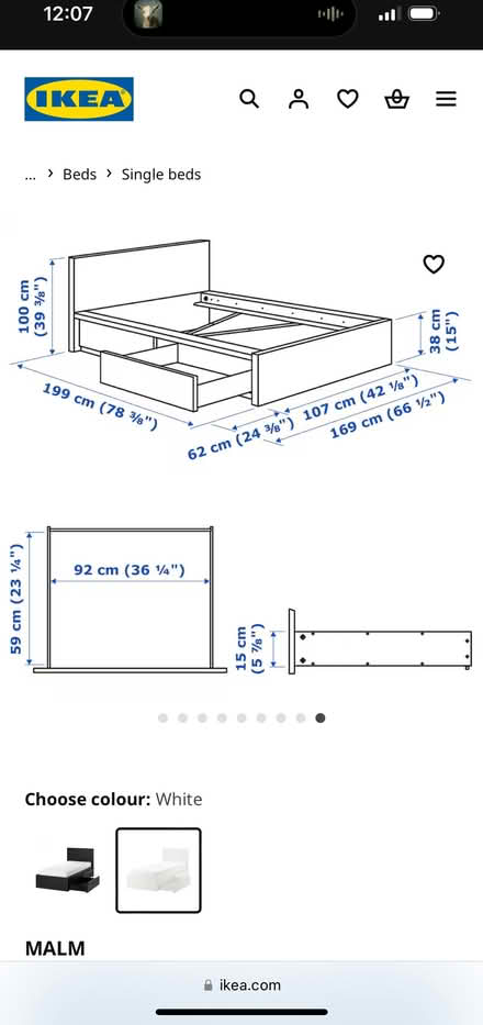 Photo of free IKEA Malm White Single bed (Halfway G72) #4