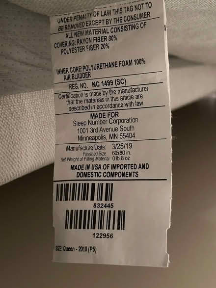 Photo of free Queen Sleep Number Bed (Wauconda) #4