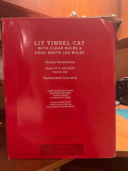 Photo of free Lit tinsel cat decoration (Southwest Oakville) #2