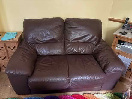 Photo of free Brown 2 seater leather sofa (Tunbridge Wells) #1