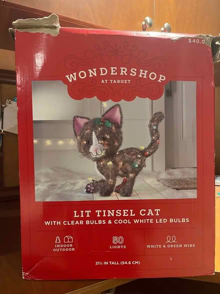 Photo of free Lit tinsel cat decoration (Southwest Oakville) #1