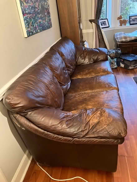Photo of free Brown Leather sofa (EH11) #2