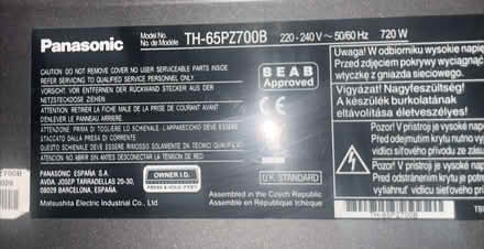 Photo of free 65” Panasonic Viera TV (Fradley WS13) #3