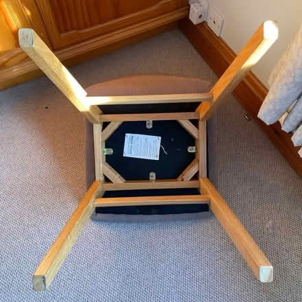 Photo of free Grey fabric and wood dining chair (BB7, Mitton, clitheroe) #2