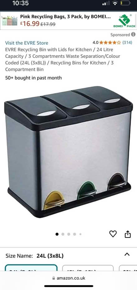 Photo of Segregated bins for recycling (Grangetown CF11) #1