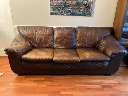 Photo of free Brown Leather sofa (EH11) #1