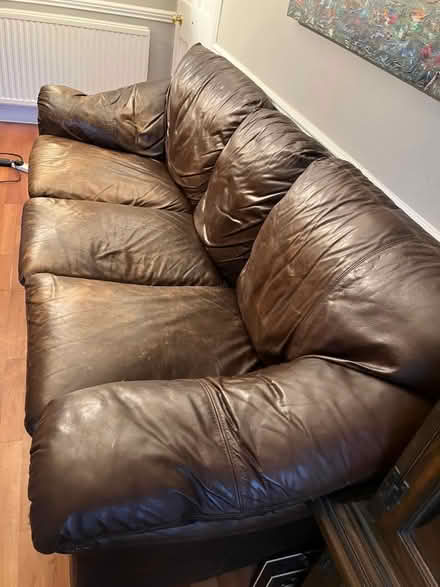 Photo of free Brown Leather sofa (EH11) #3