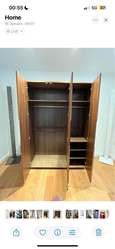 Photo of free Walnut dwell wardrobe 142x200 (Se8 5ae) #2