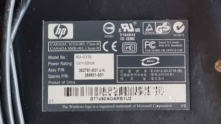 Photo of free HP Computer Keyboard - Model No. KU-0316 (Goldsworth Park GU21) #2