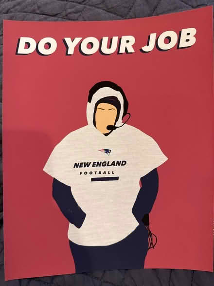 Photo of free Bill Belichick block print (Newton Highlands south of Rt 9) #1