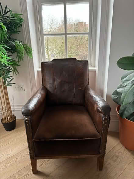 Photo of free Two Brown vintage leather armchairs (SW3 4LE) #1