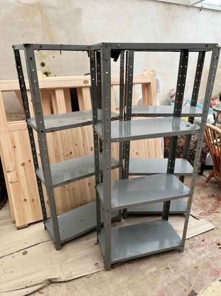 Photo of free 3 metal shelf units for garage/shed (Whiteshill GL6) #1