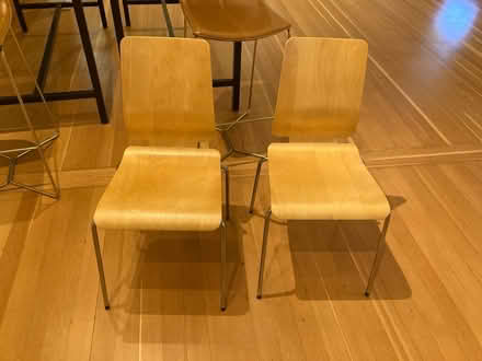 Photo of free Two wood/metal contemporary chairs (Presidio) #1